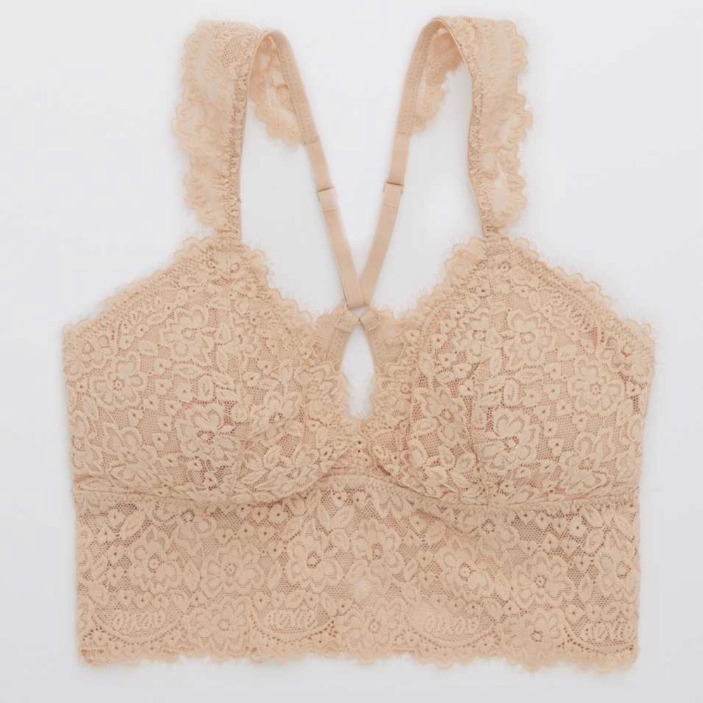 Aerie Eyelash Nude Lace Racerback Bralette
